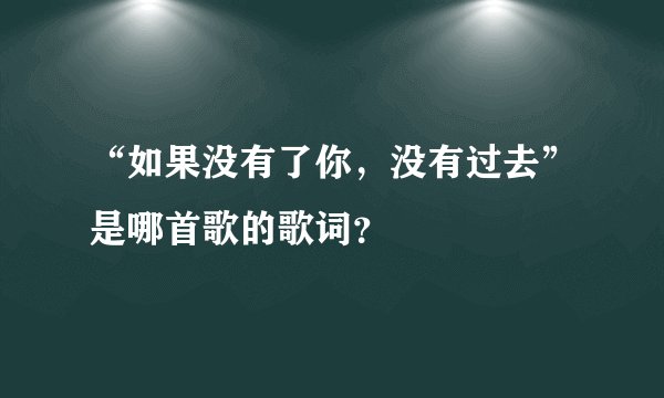 “如果没有了你，没有过去”是哪首歌的歌词？