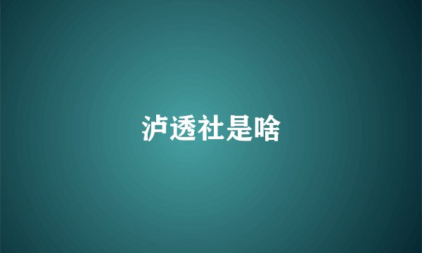 泸透社是啥