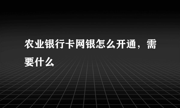 农业银行卡网银怎么开通,需要什么