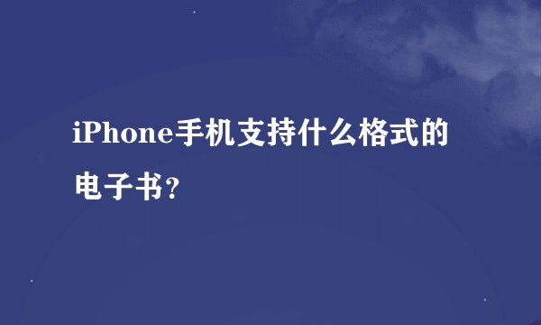 iPhone手机支持什么格式的电子书？