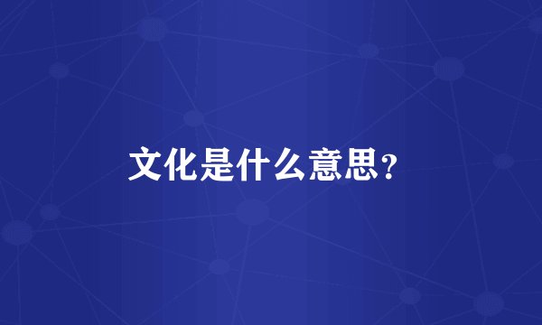 文化是什么意思？