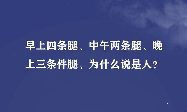 早上四条腿、中午两条腿、晚上三条件腿、为什么说是人？