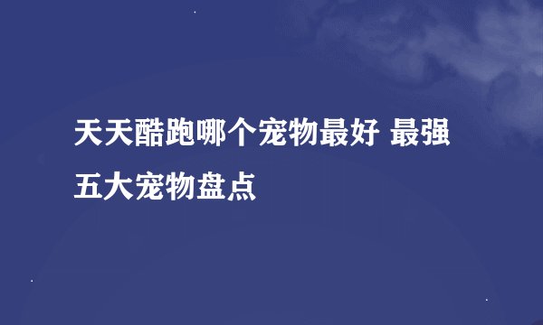 天天酷跑哪个宠物最好 最强五大宠物盘点