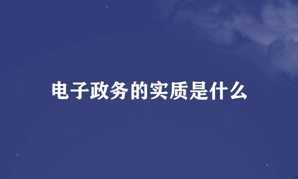 电子政务的实质是什么