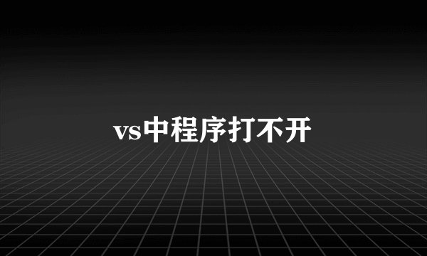 vs中程序打不开