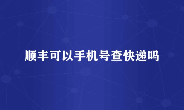 顺丰可以手机号查快递吗