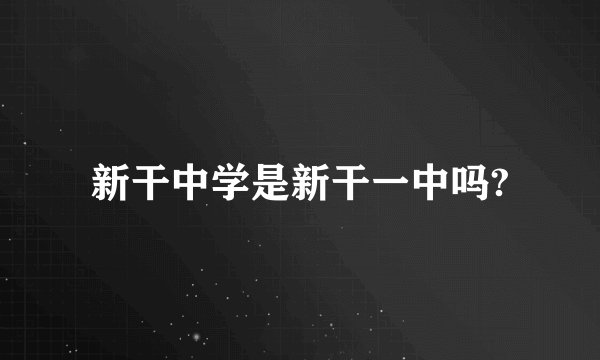 新干中学是新干一中吗?