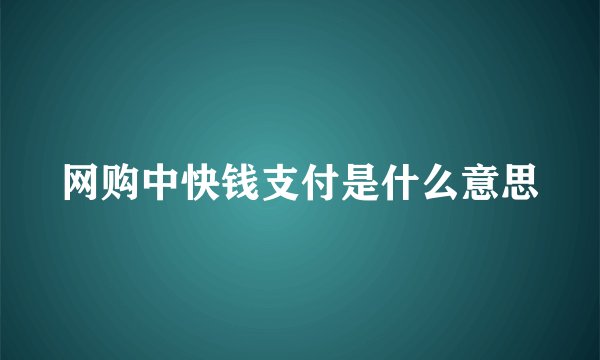 网购中快钱支付是什么意思