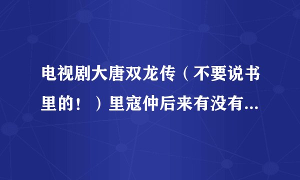 电视剧大唐双龙传（不要说书里的！）里寇仲后来有没有喜欢宋玉致？