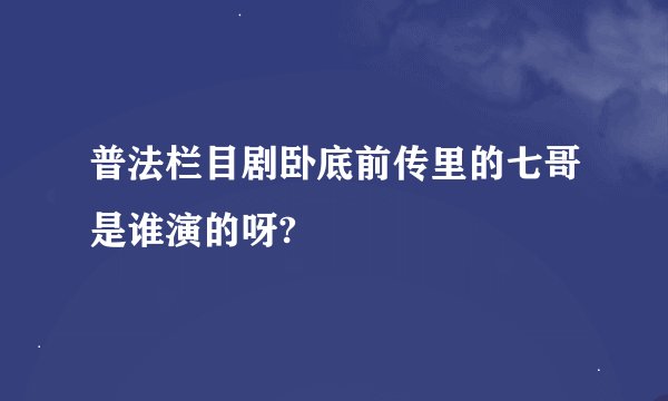 普法栏目剧卧底前传里的七哥是谁演的呀?