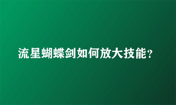 流星蝴蝶剑如何放大技能？