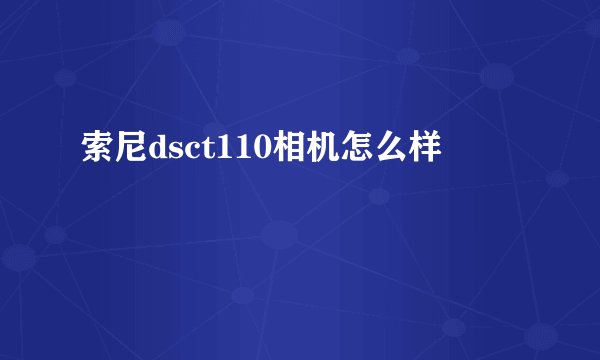 索尼dsct110相机怎么样