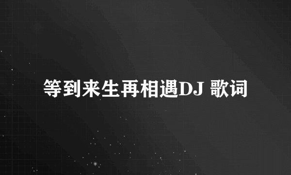 等到来生再相遇DJ 歌词