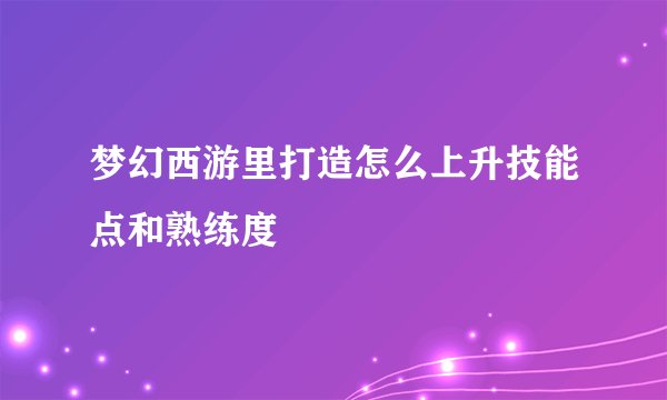 梦幻西游里打造怎么上升技能点和熟练度