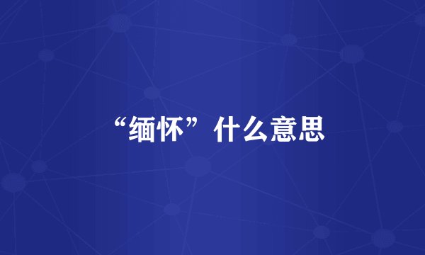 “缅怀”什么意思