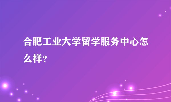 合肥工业大学留学服务中心怎么样?