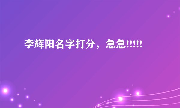 李辉阳名字打分，急急!!!!!