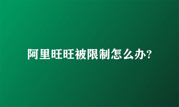 阿里旺旺被限制怎么办?