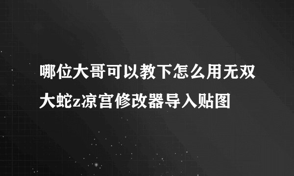 哪位大哥可以教下怎么用无双大蛇z凉宫修改器导入贴图