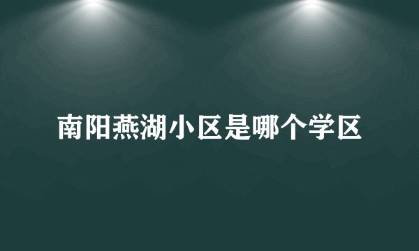 南阳燕湖小区是哪个学区