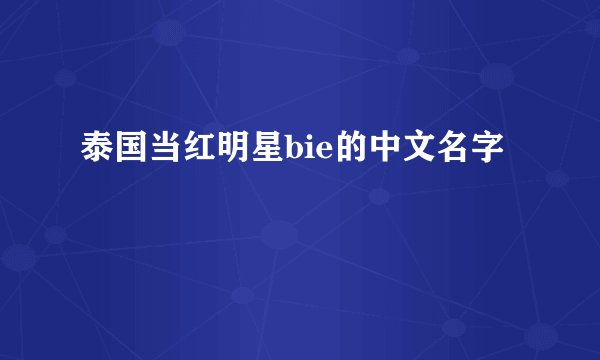 泰国当红明星bie的中文名字