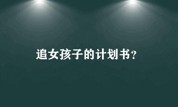 追女孩子的计划书？