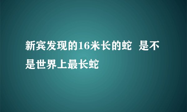新宾发现的16米长的蛇  是不是世界上最长蛇
