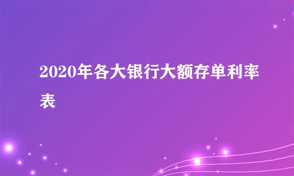 2020年各大银行大额存单利率表