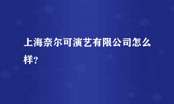 上海奈尔可演艺有限公司怎么样？