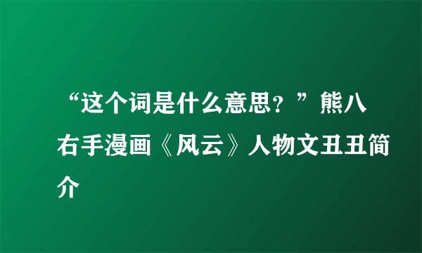 “这个词是什么意思？”熊八右手漫画《风云》人物文丑丑简介