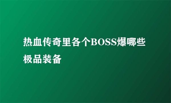 热血传奇里各个BOSS爆哪些极品装备