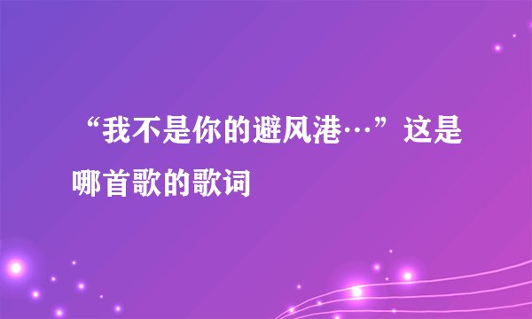 “我不是你的避风港…”这是哪首歌的歌词