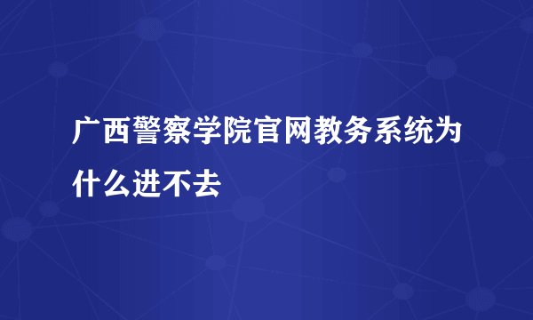 广西警察学院官网教务系统为什么进不去