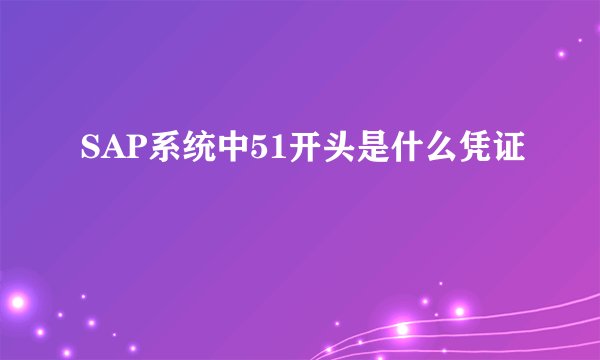 SAP系统中51开头是什么凭证