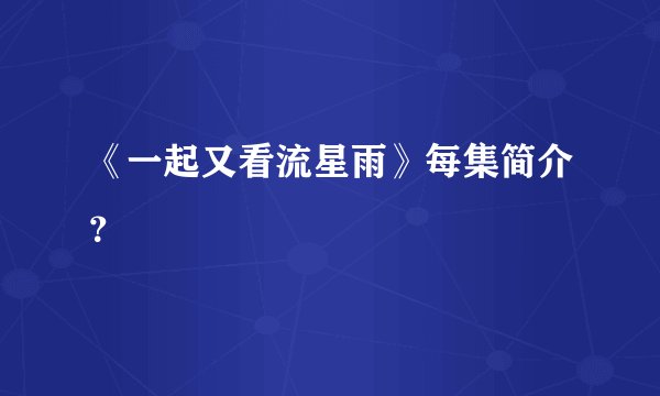 《一起又看流星雨》每集简介？