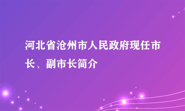 河北省沧州市人民政府现任市长、副市长简介