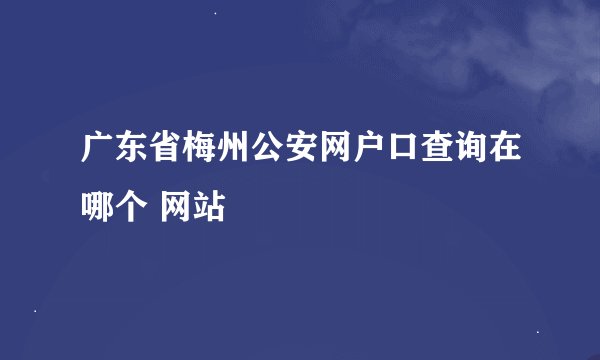 广东省梅州公安网户口查询在哪个 网站