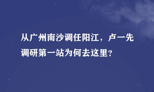 从广州南沙调任阳江，卢一先调研第一站为何去这里？
