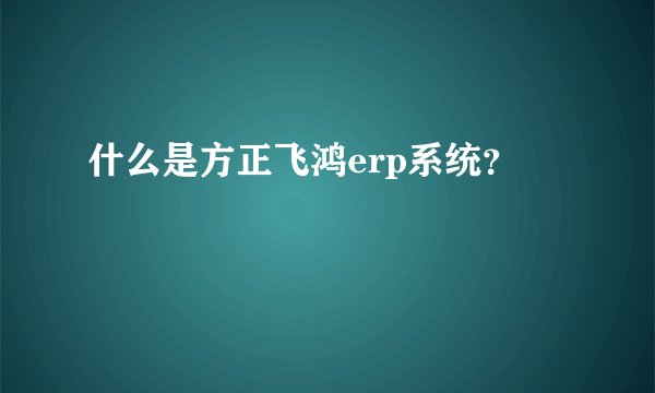 什么是方正飞鸿erp系统？