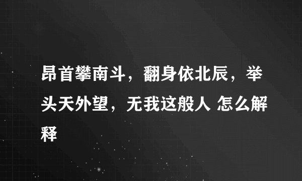 昂首攀南斗，翻身依北辰，举头天外望，无我这般人 怎么解释