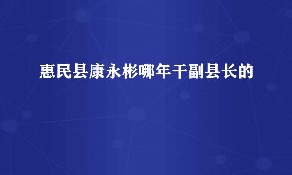 惠民县康永彬哪年干副县长的