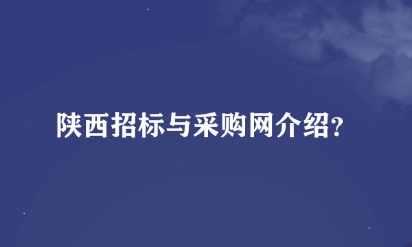 陕西招标与采购网介绍？