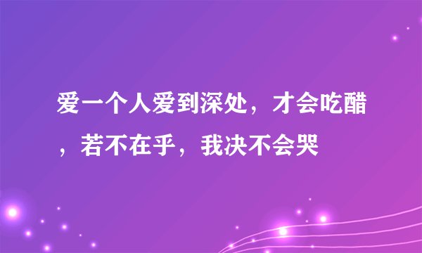 爱一个人爱到深处，才会吃醋，若不在乎，我决不会哭