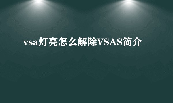 vsa灯亮怎么解除VSAS简介