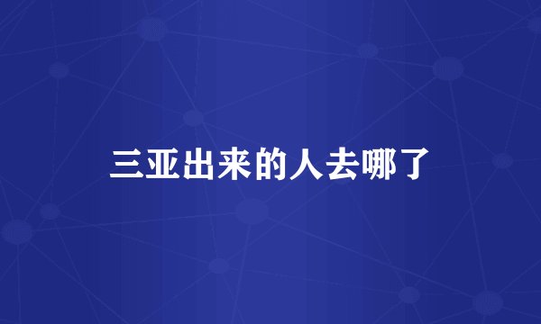 三亚出来的人去哪了