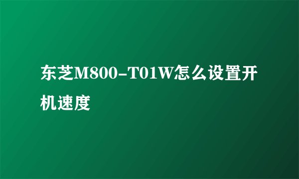 东芝M800-T01W怎么设置开机速度