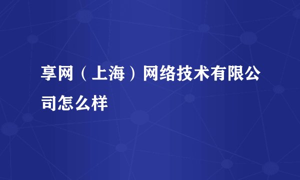 享网（上海）网络技术有限公司怎么样
