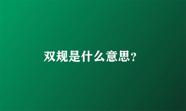双规是什么意思？