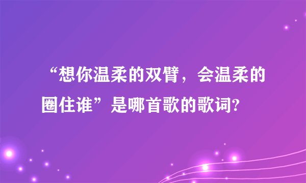 “想你温柔的双臂，会温柔的圈住谁”是哪首歌的歌词?