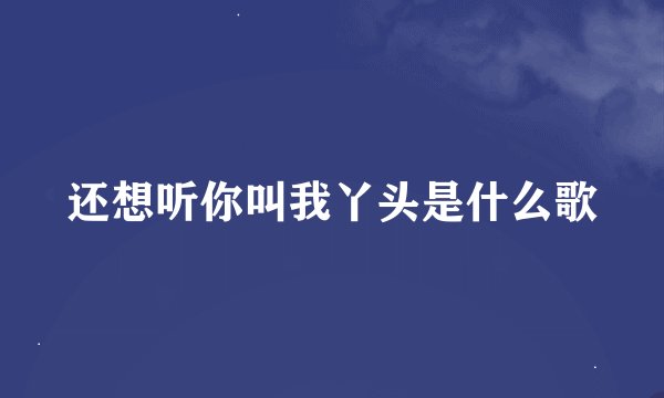 还想听你叫我丫头是什么歌
